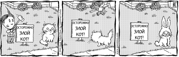 Карикатура Осторожно, злой кот