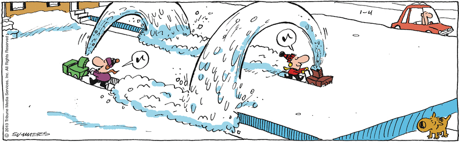 Карикатура Уборка снега