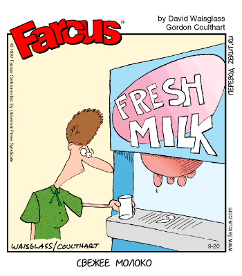 Карикатура Свежее молоко