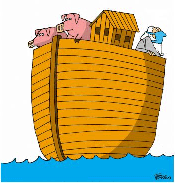 Карикатура Ной и свиной грипп