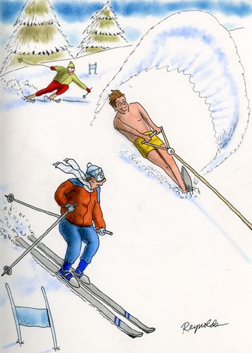 Карикатура Странный лыжник