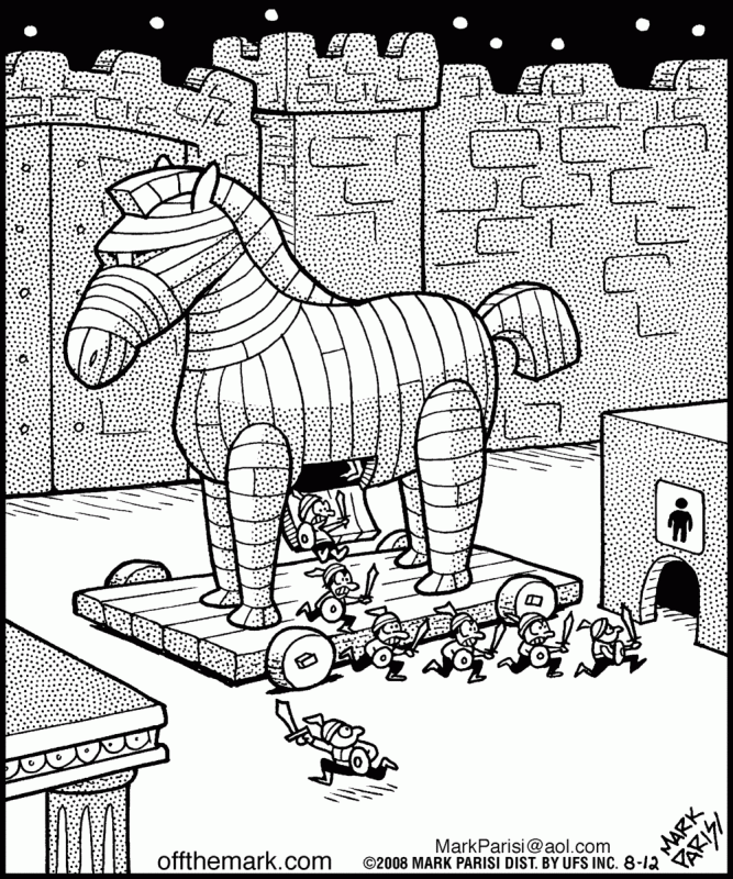 Карикатура Троянский конь