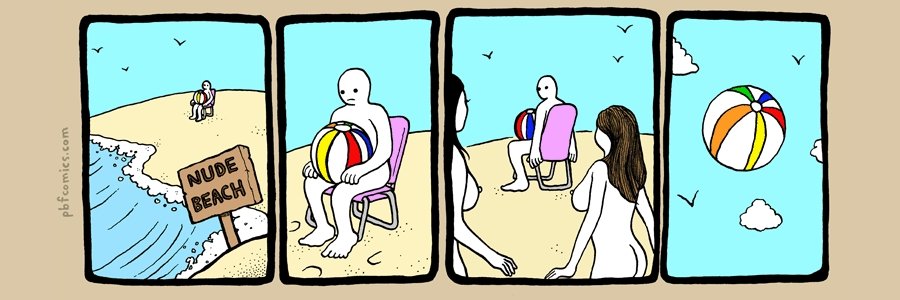 Карикатура Нудистский пляж