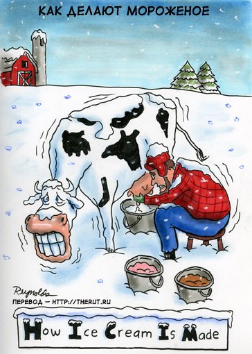 Карикатура Как делают мороженое